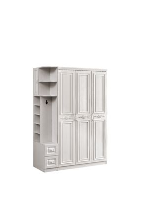 Garde-robe en bois blanche d'anti déformation avec 3 la porte ISO9001 antipoussière