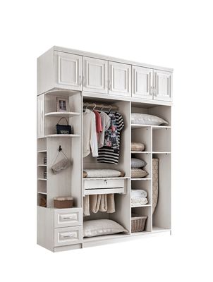 Garde-robe en bois blanche détachable de Multiscene pour la petite chambre à coucher réglable