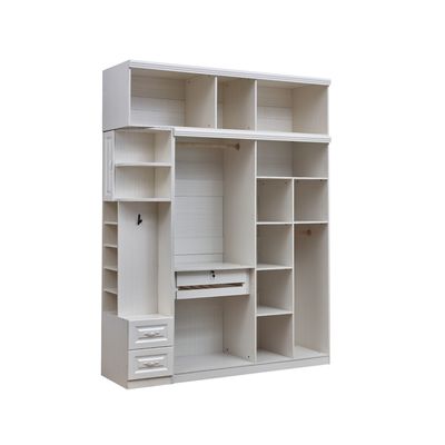 Grande garde-robe épaisse durable avec des tiroirs, garde-robe peinte blanche en bois de solide d'ODM